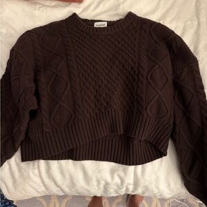 Sunday Best Dark Brown Cable Knit Sweater